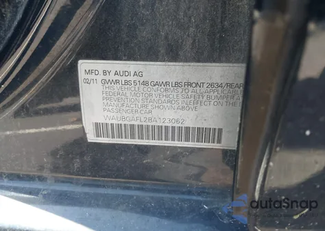 2011 Audi S4 3.0 Premium Plus из США, поврежденный, VIN WAUBGAFL2BA123062